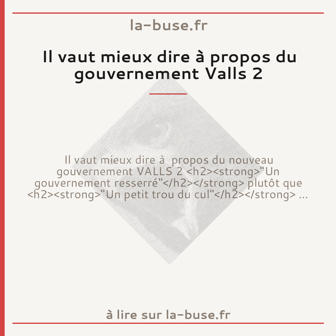 Il vaut mieux dire à propos du gouvernement Valls 2