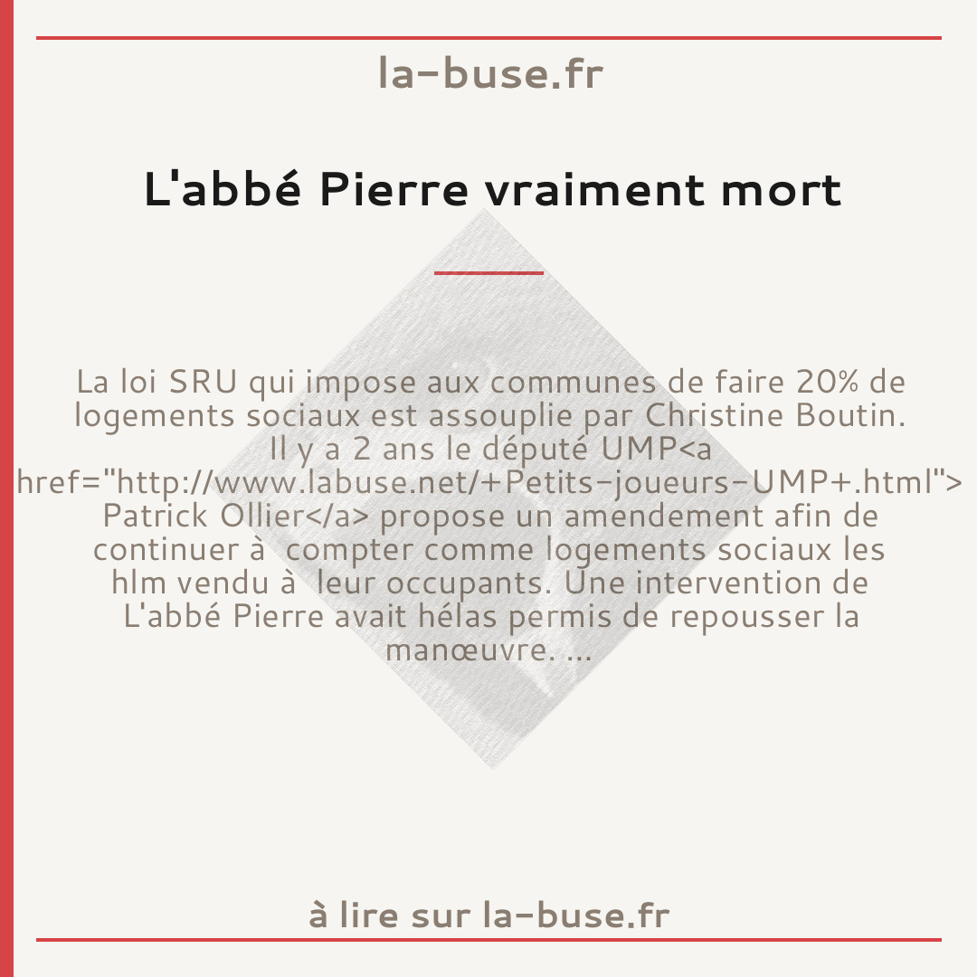 L'abbé Pierre vraiment mort