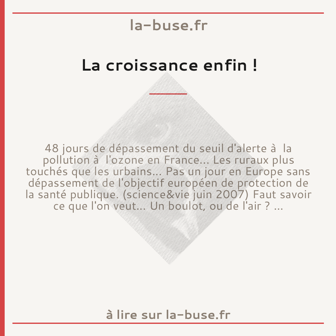 La croissance enfin !