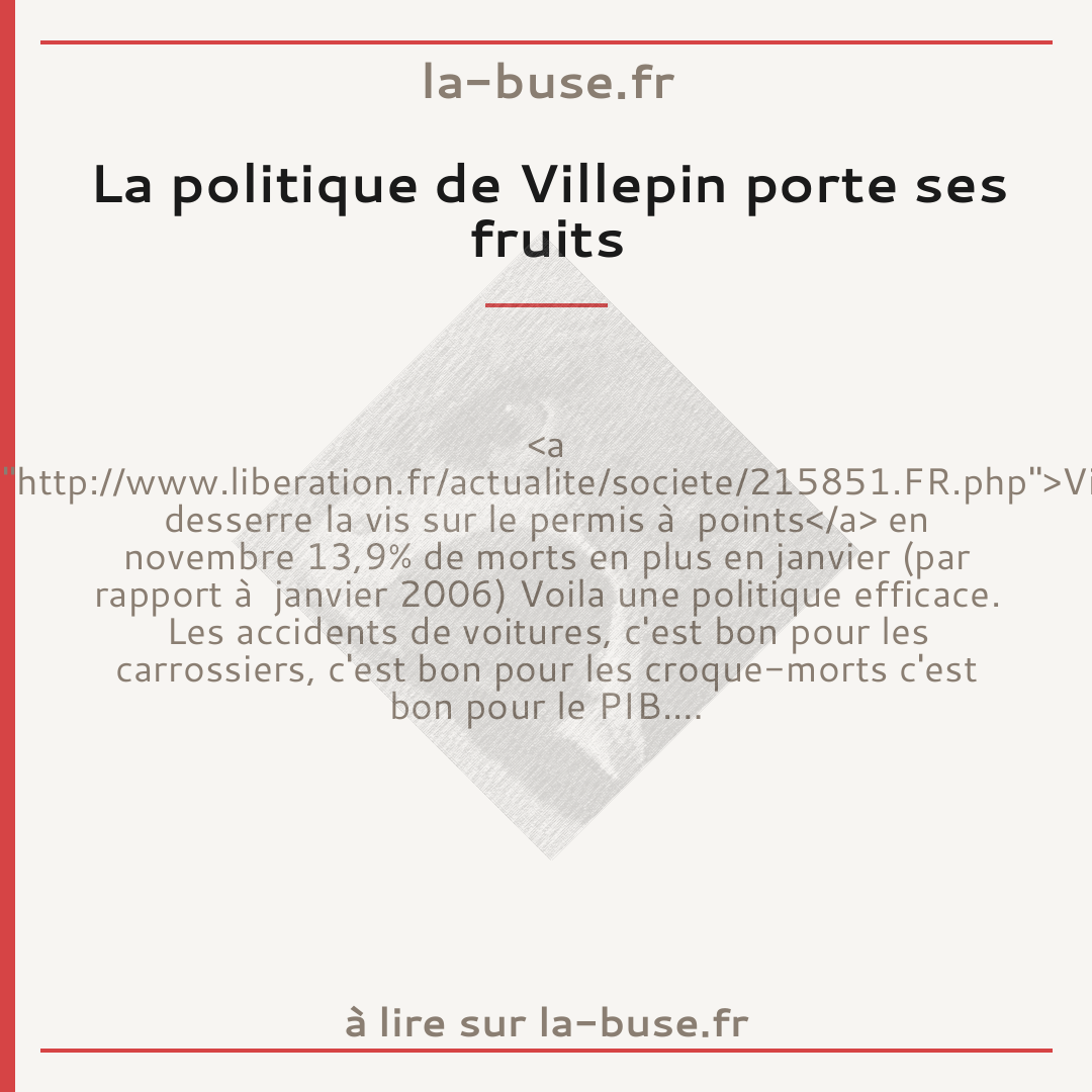 La politique de Villepin porte ses fruits