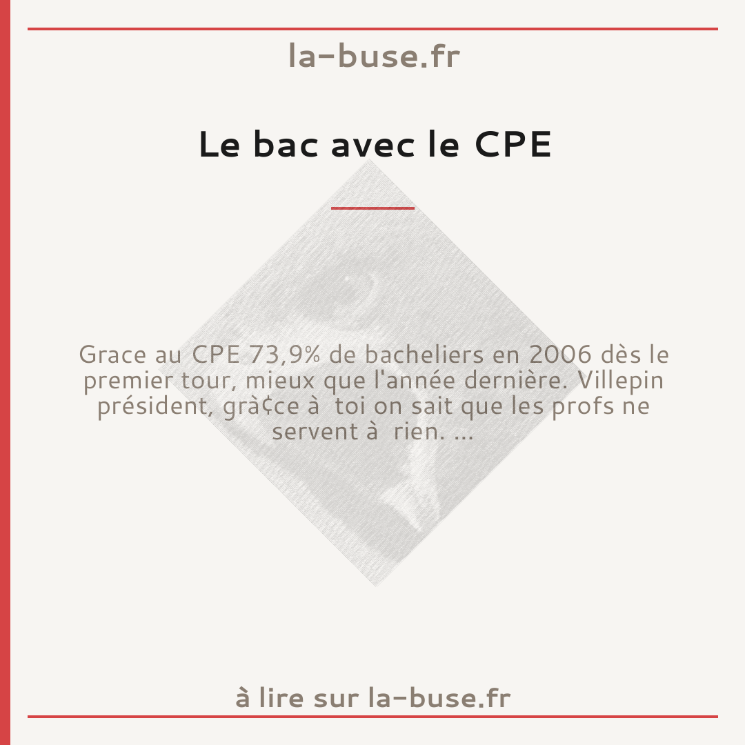 Le bac avec le CPE
