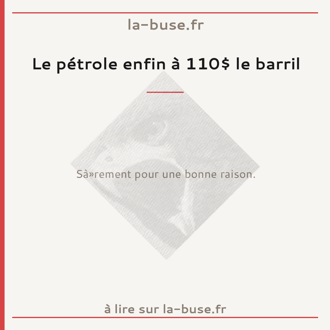 Le pétrole enfin à 110$ le barril