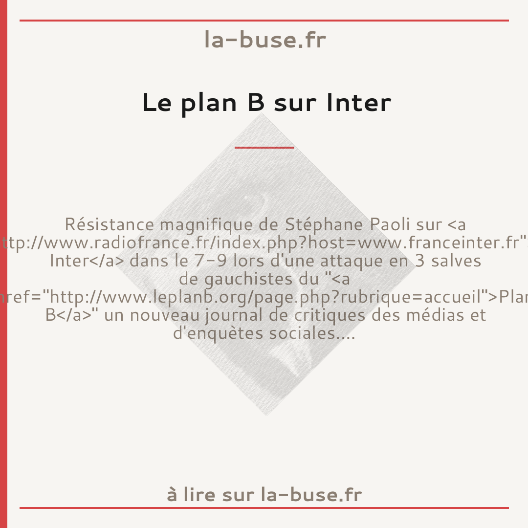 Le plan B sur Inter