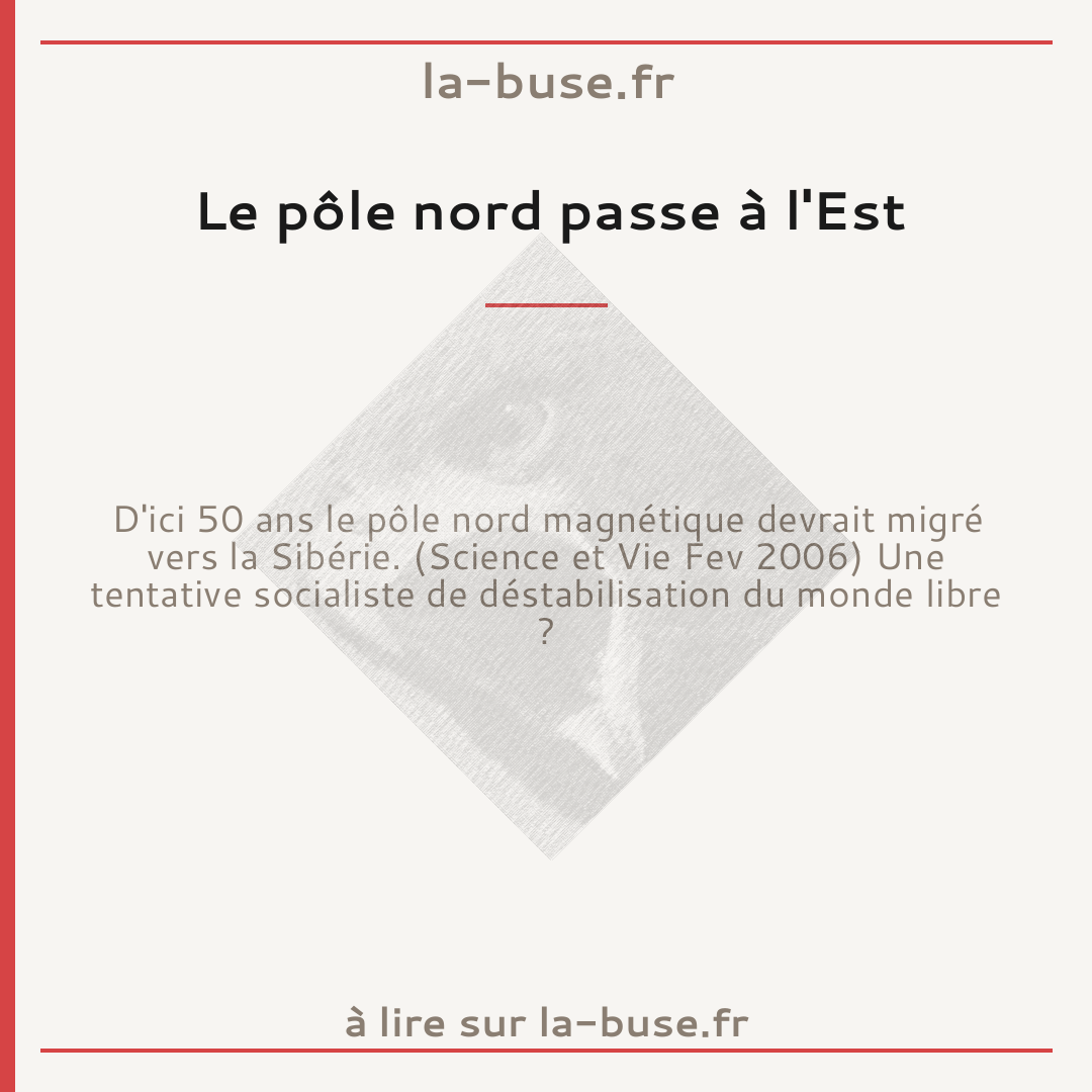 Le pôle nord passe à l'Est