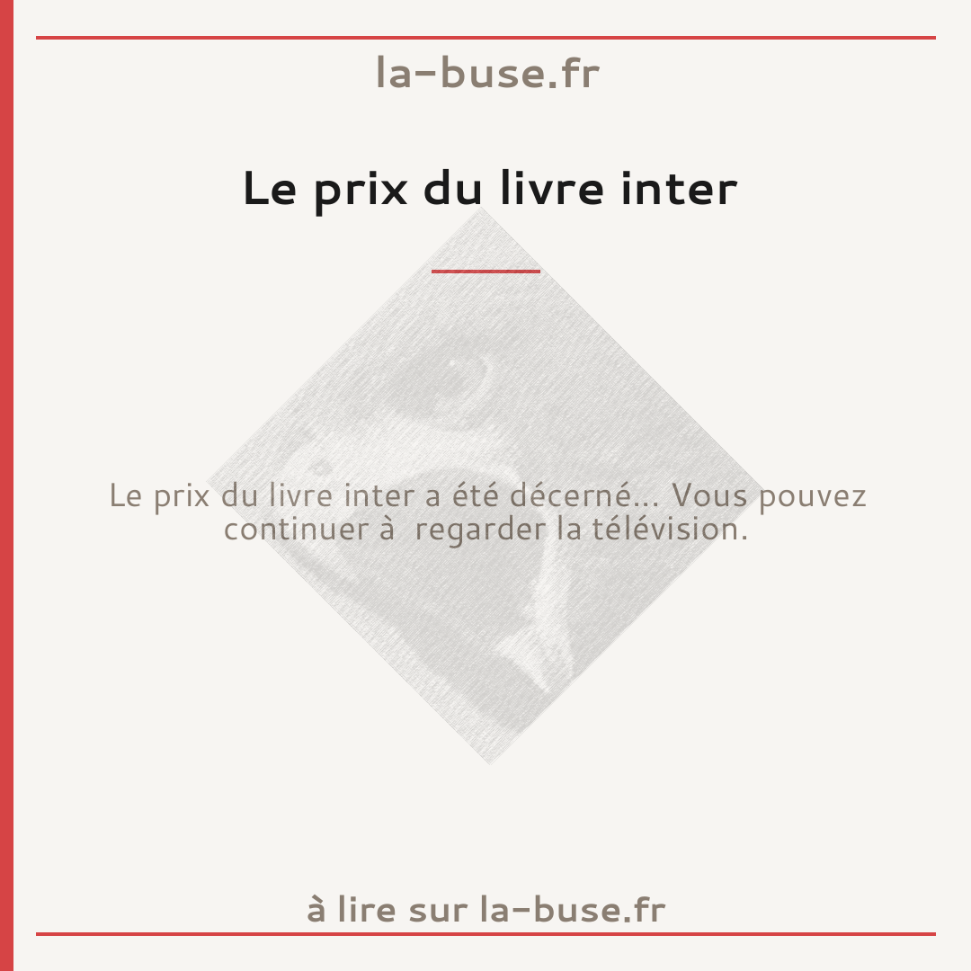 Le prix du livre inter