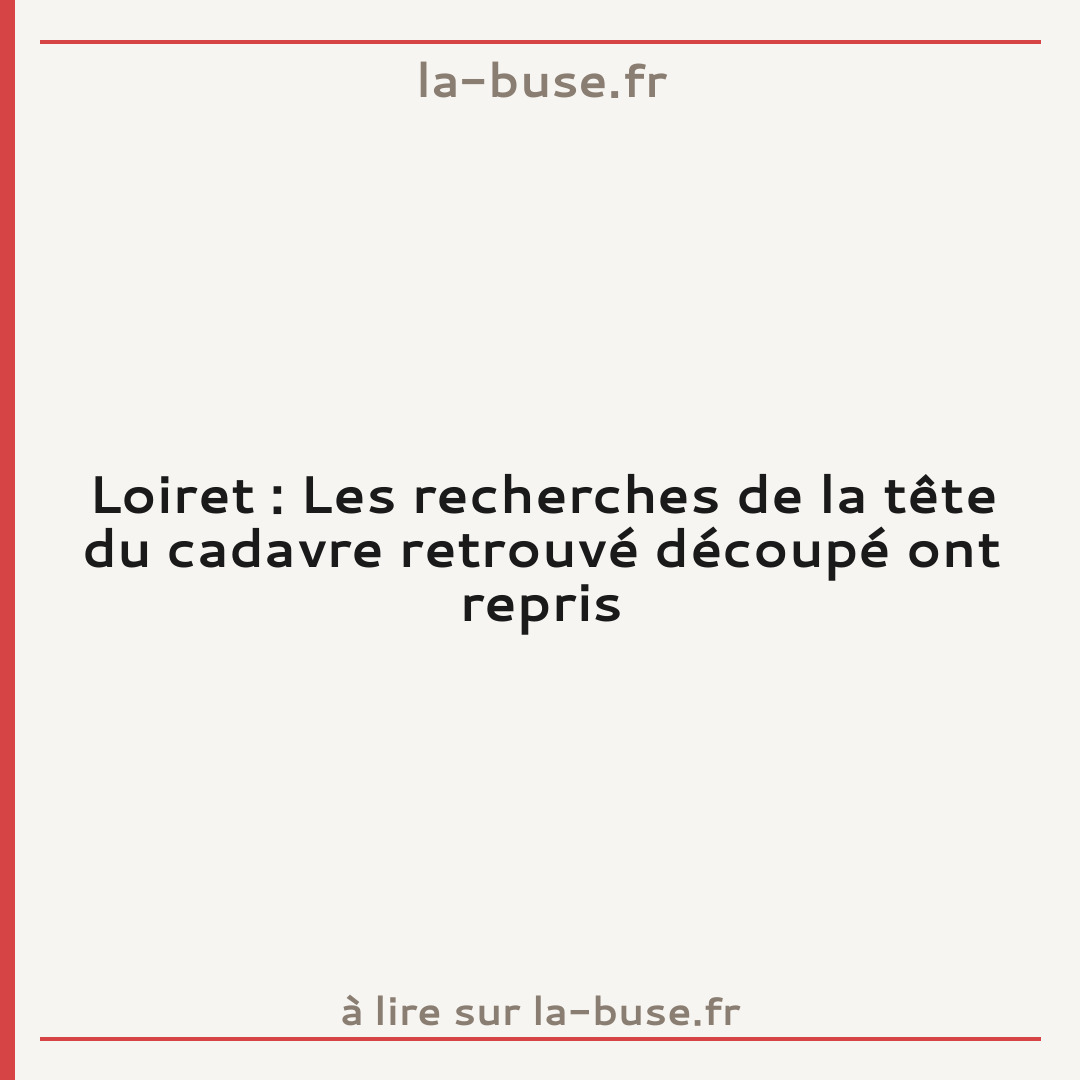 Loiret : Les recherches de la tête du cadavre retrouvé découpé ont repris