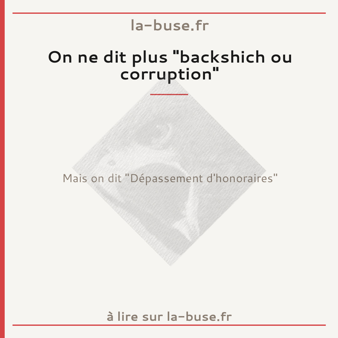 On ne dit plus "backshich ou corruption"