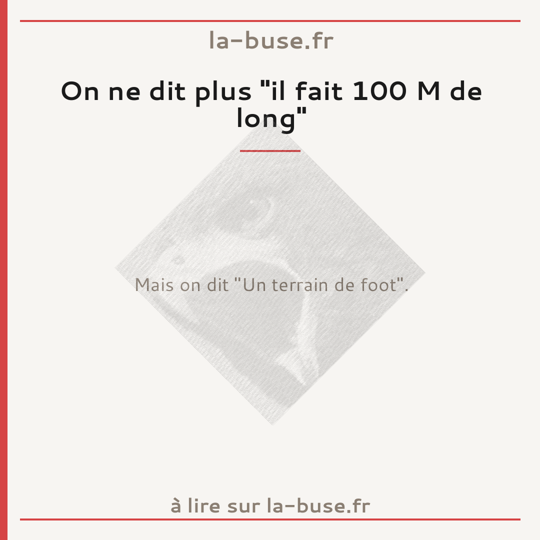 On ne dit plus "il fait 100 M de long"