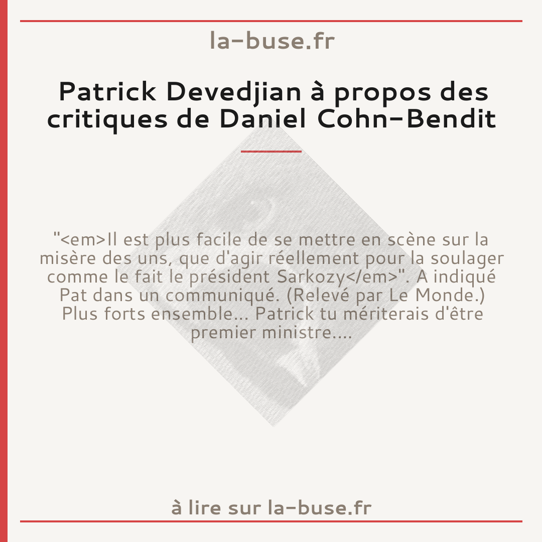 Patrick Devedjian à propos des critiques de Daniel Cohn-Bendit