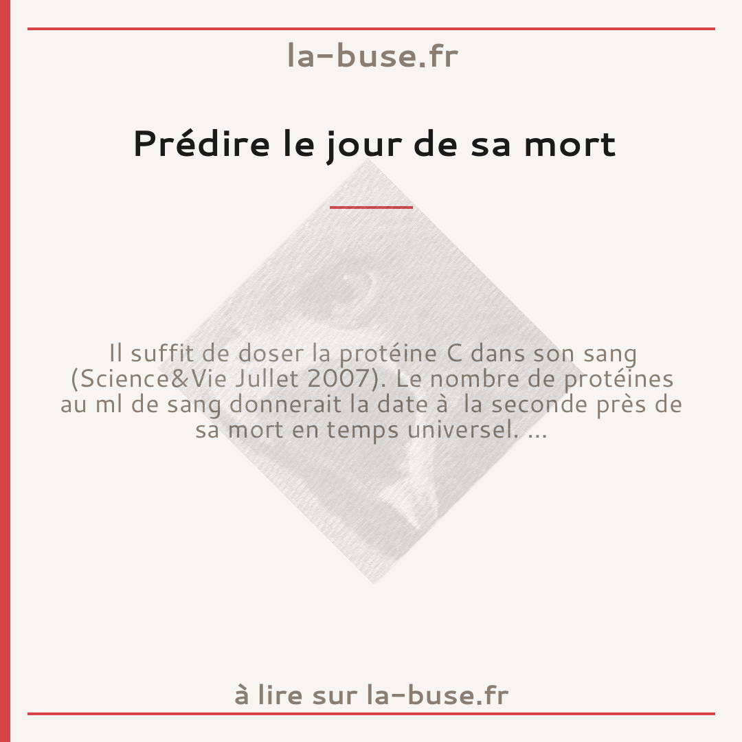 Prédire le jour de sa mort