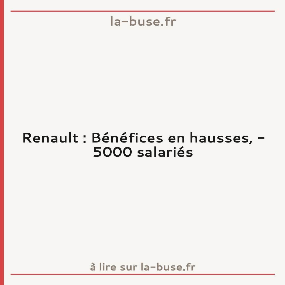 Renault : Bénéfices en hausses, - 5000 salariés