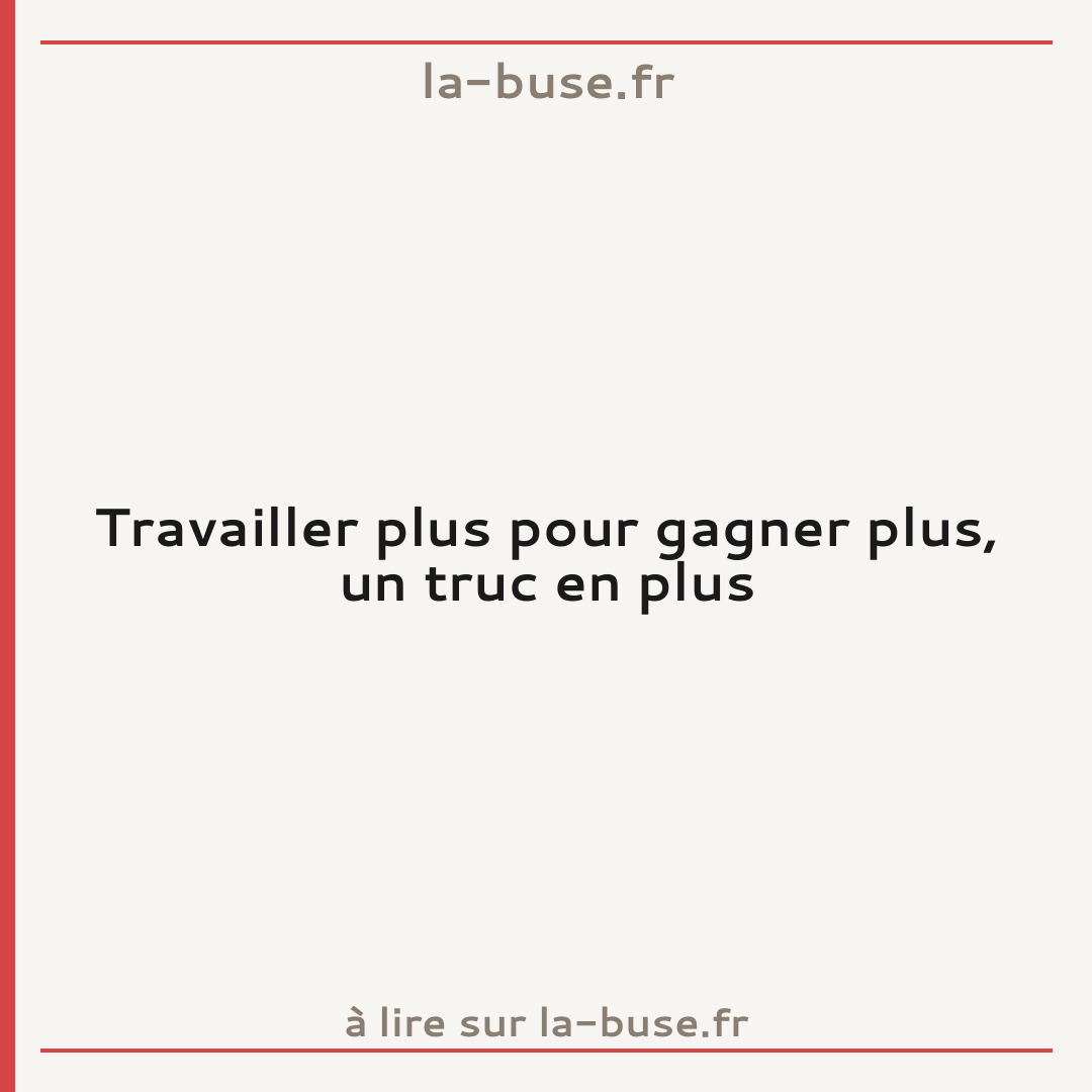 Travailler plus pour gagner plus, un truc en plus