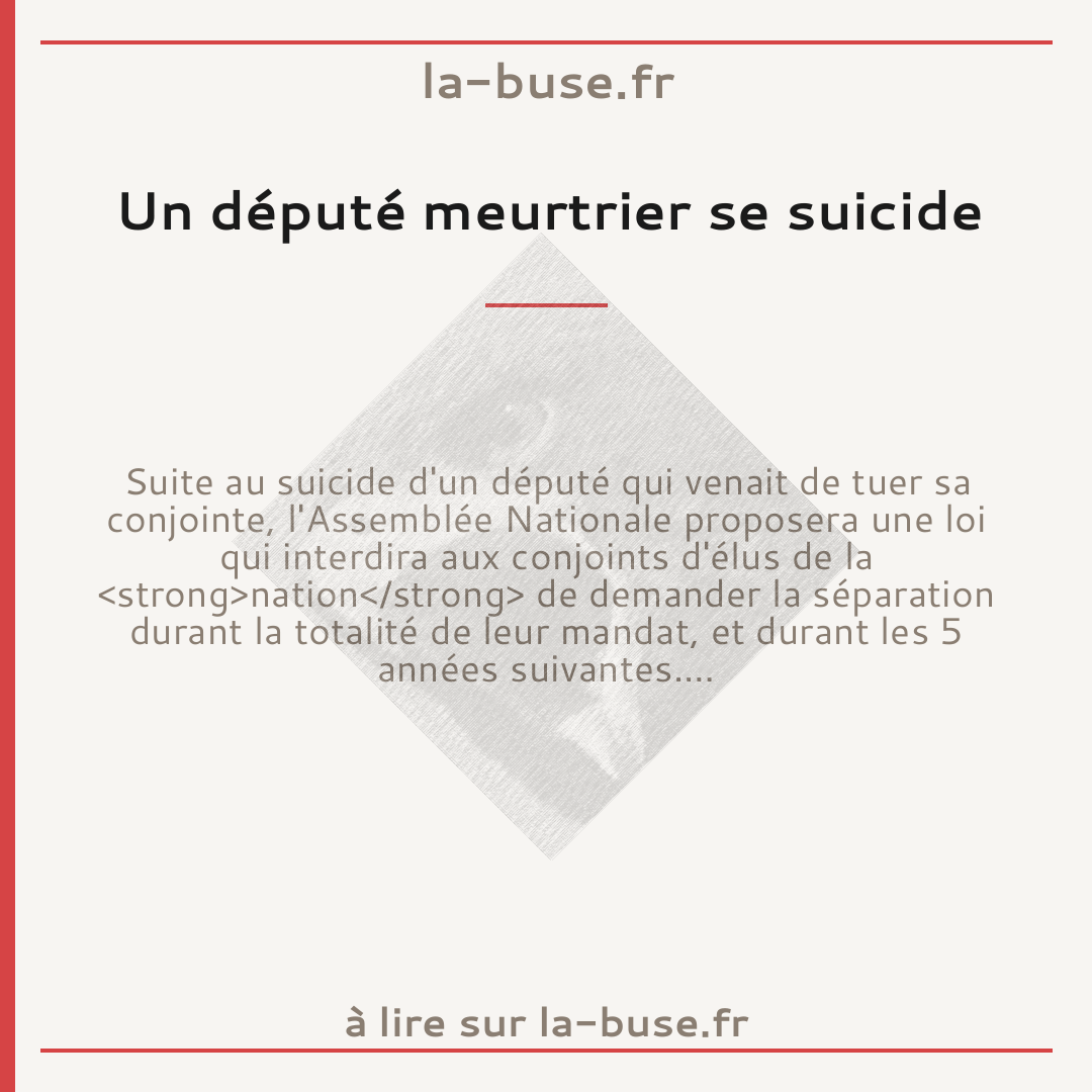 Un député meurtrier se suicide