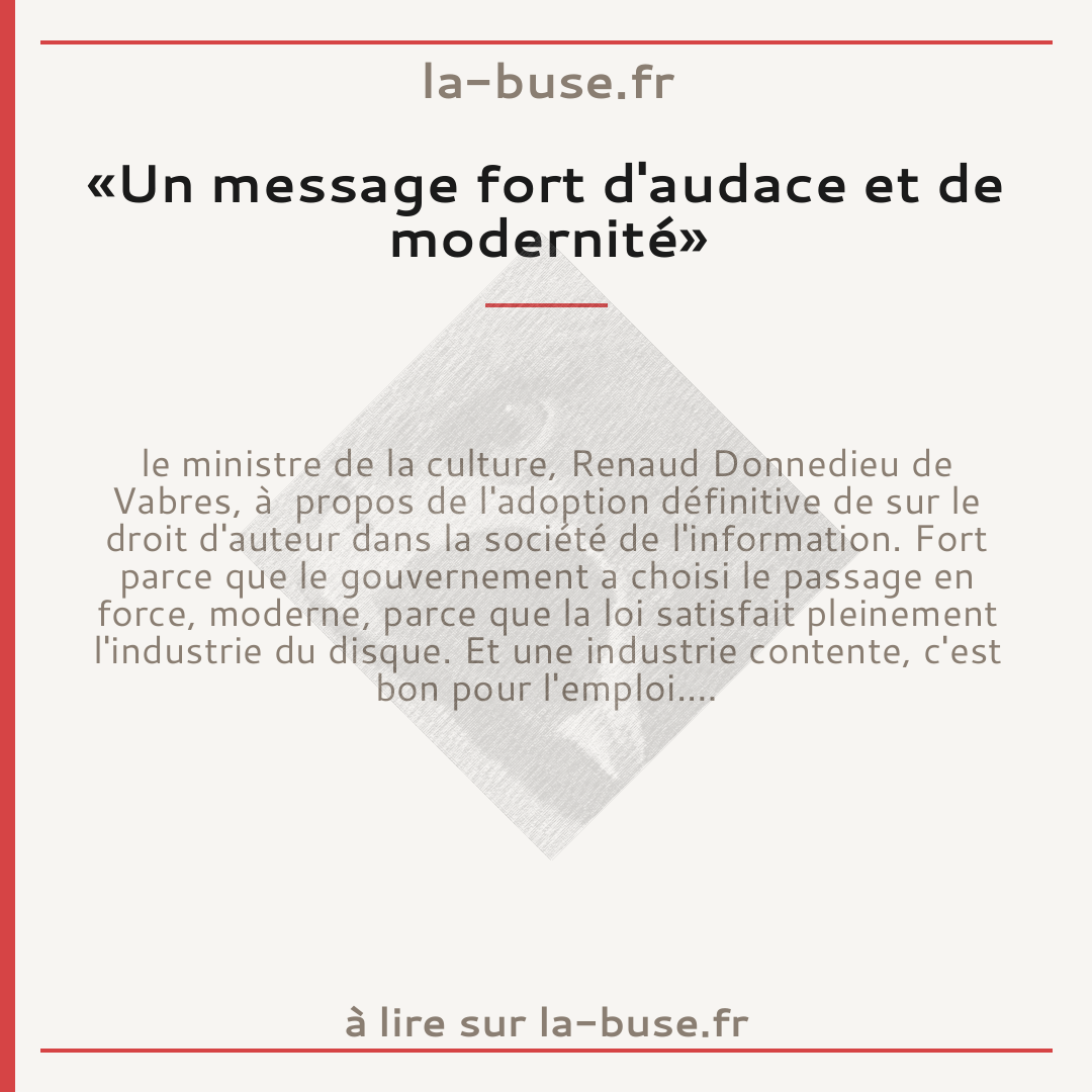 «Un message fort d'audace et de modernité»