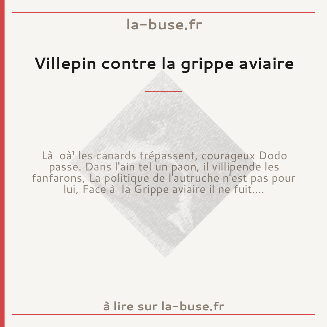 Villepin contre la grippe aviaire